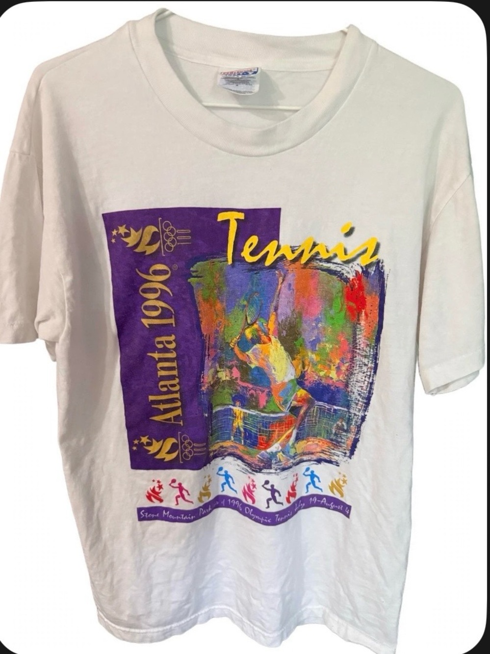 Vintage 1996 Atlanta Olympics Tennis
T-Shirt - Stone Mountain Park - Size M